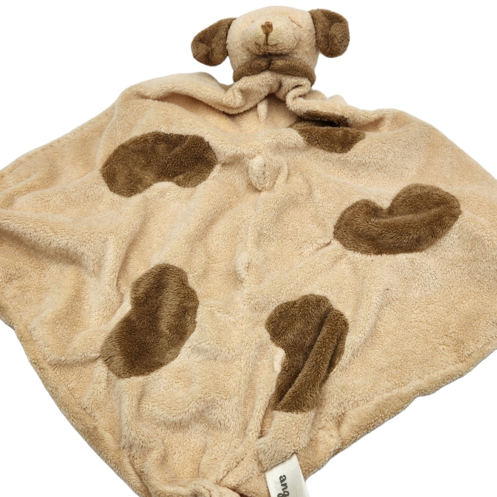 Angel Dear Puppy Dog Lovey Plush Security Blanket Tan Spotted Soft Toy Knotted